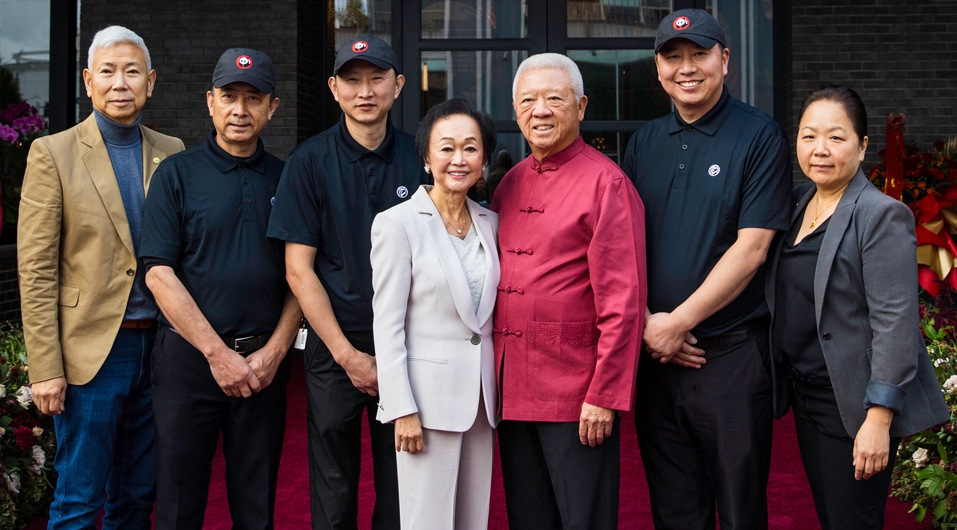 Andrew, Peggy, and Panda Inn team at Pasadena Panda Inn